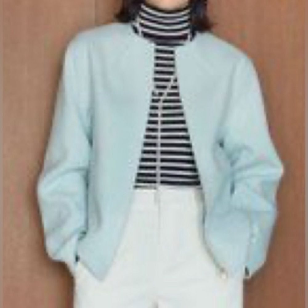 Lady Dorby seafoam mint green zip up blazer jacket size 28W